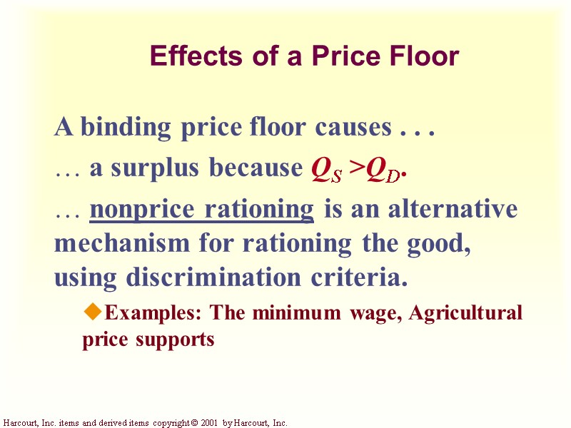 Effects of a Price Floor A binding price floor causes . . . 